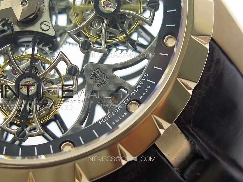 Excalibur Rddbex0820 RG YSF Best Edition Skeleton Dial on Black Leather Strap Asian RD100 Double Tourbillon