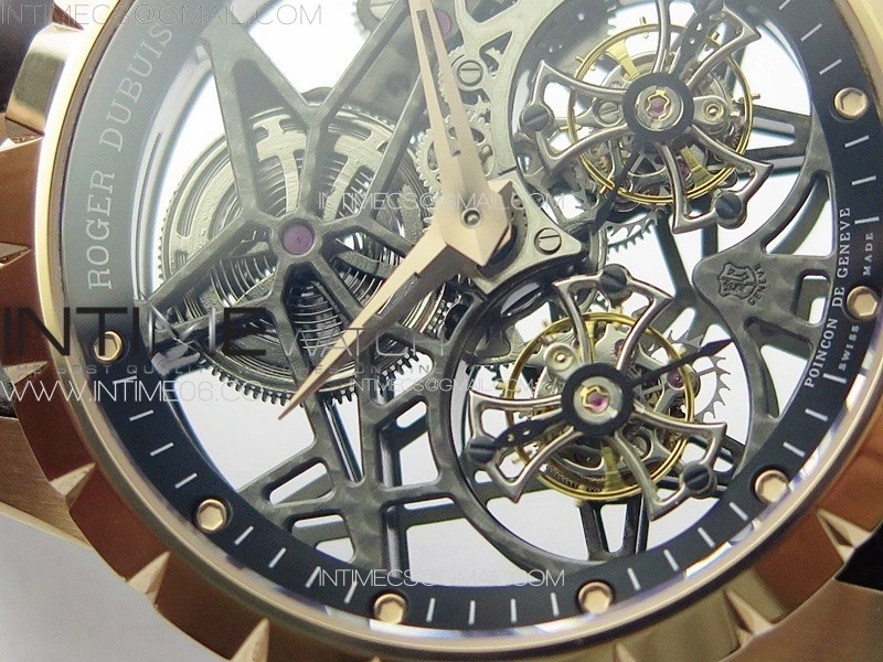 Excalibur Rddbex0820 RG YSF Best Edition Skeleton Dial on Black Leather Strap Asian RD100 Double Tourbillon