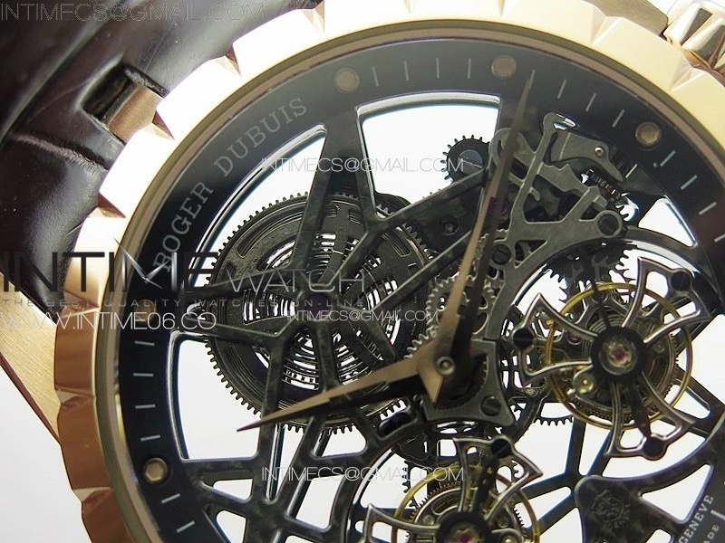 Excalibur Rddbex0820 RG YSF Best Edition Skeleton Dial on Black Leather Strap Asian RD100 Double Tourbillon