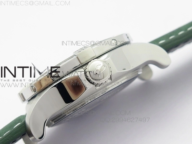 Seawolf SS 1:1 Best Edition SuperLumed Yellow Dial Number Markers on Green Leather Strap A2824