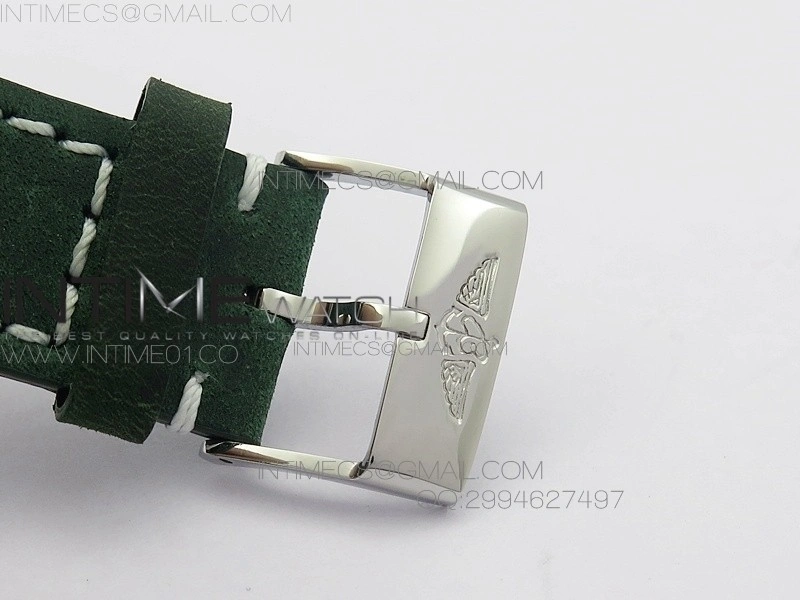 Seawolf SS 1:1 Best Edition SuperLumed Yellow Dial Number Markers on Green Leather Strap A2824