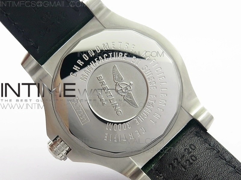 Seawolf SS 1:1 Best Edition SuperLumed Yellow Dial Number Markers on Green Leather Strap A2824