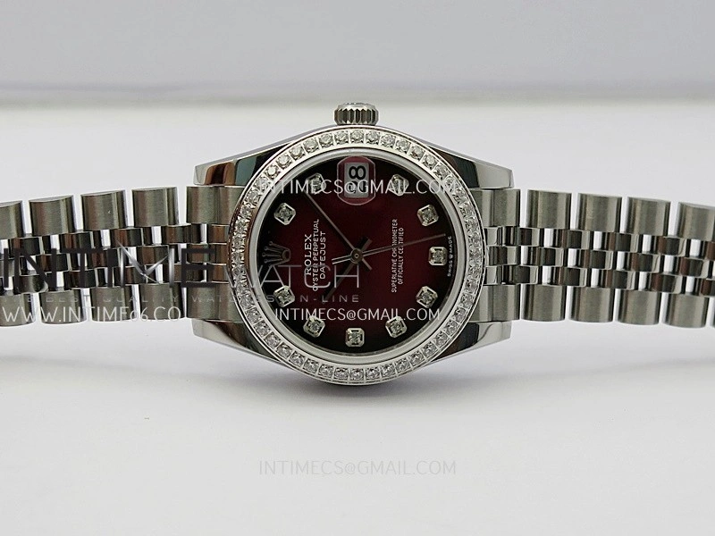 DateJust 31mm Diamond Bezel 904L SS GMF Best Edition Red Ombre Dial On 904L SS Jubilee Bracelet A2824