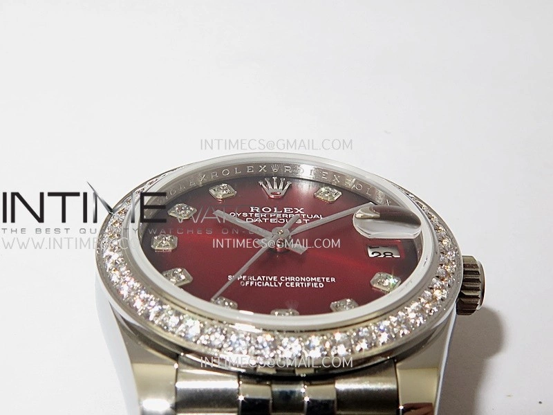 DateJust 31mm Diamond Bezel 904L SS GMF Best Edition Red Ombre Dial On 904L SS Jubilee Bracelet A2824