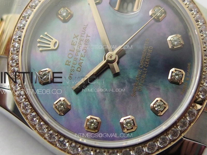 DateJust 31mm 72610 SS Crystals Bezel APSF Best Edition Blue MOP Dial Crystals Markers on Oyster Bracelet A2824