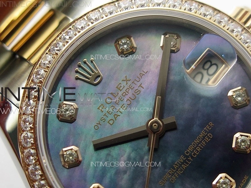 DateJust 31mm 72610 SS Crystals Bezel APSF Best Edition Blue MOP Dial Crystals Markers on Oyster Bracelet A2824