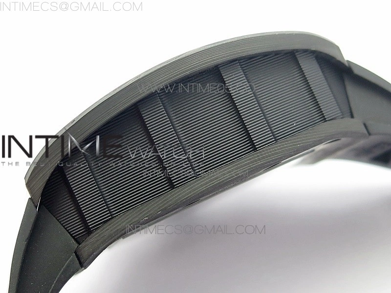 RM011 Carbon Case Carbon Bezel Chronograph KVF 1:1 Best Edition Skeleton Dial on Black Rubber Strap A7750