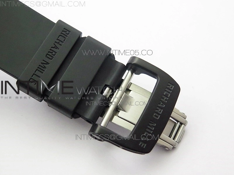 RM011 Carbon Case Carbon Bezel Chronograph KVF 1:1 Best Edition Skeleton Dial on Black Rubber Strap A7750