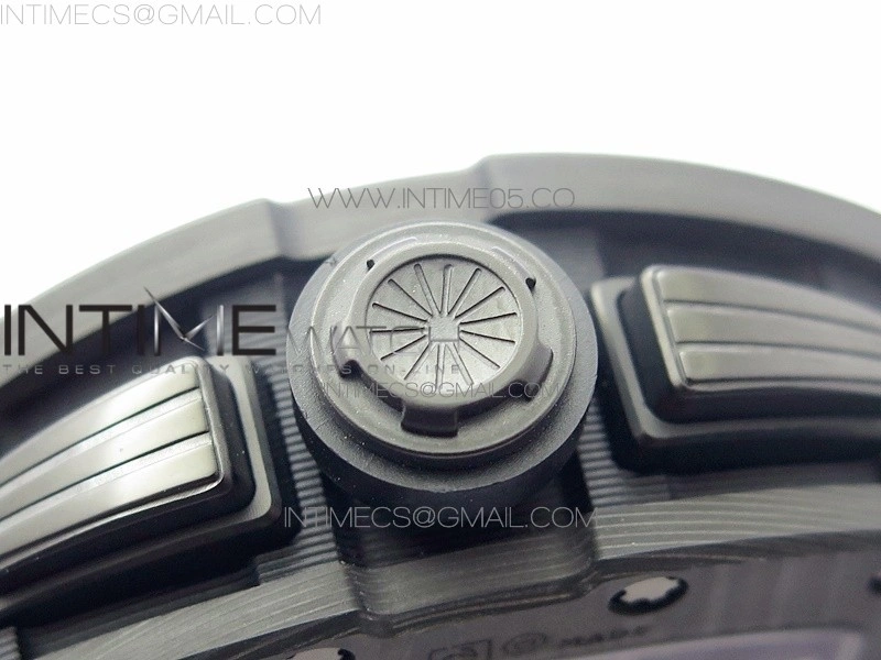 RM011 Carbon Case Carbon Bezel Chronograph KVF 1:1 Best Edition Skeleton Dial on Black Rubber Strap A7750