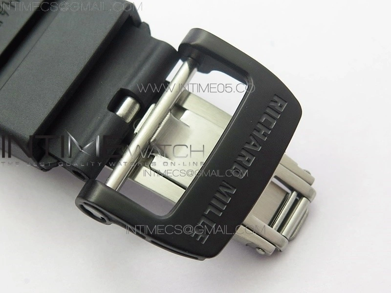 RM011 Carbon Case Carbon Bezel Chronograph KVF 1:1 Best Edition Skeleton Dial on Black Rubber Strap A7750