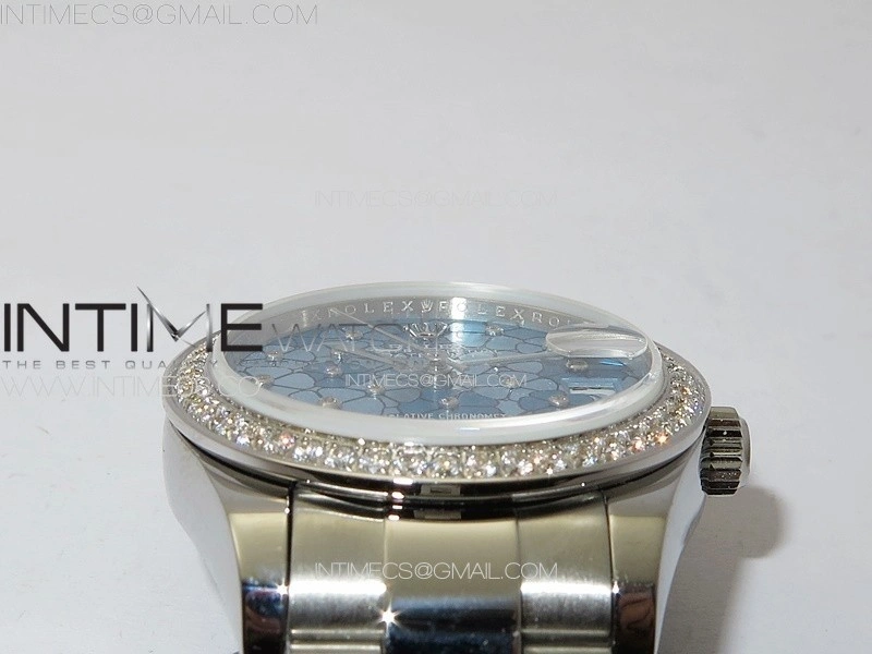 DateJust 31mm 278274 904L SS Crystals Bezel GMF Best Edition Blue Flowers Crystals Dial on 904L Oyster Bracelet A2824