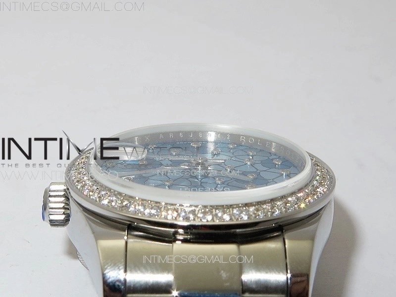 DateJust 31mm 278274 904L SS Crystals Bezel GMF Best Edition Blue Flowers Crystals Dial on 904L Oyster Bracelet A2824