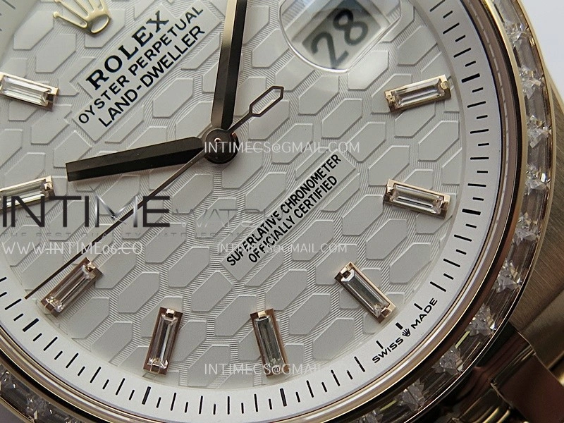 Land Dweller 127385 Diamond Bezel Gain Weight RG B Factory White Dial T Diamond Marker On RG Bracelet A7135
