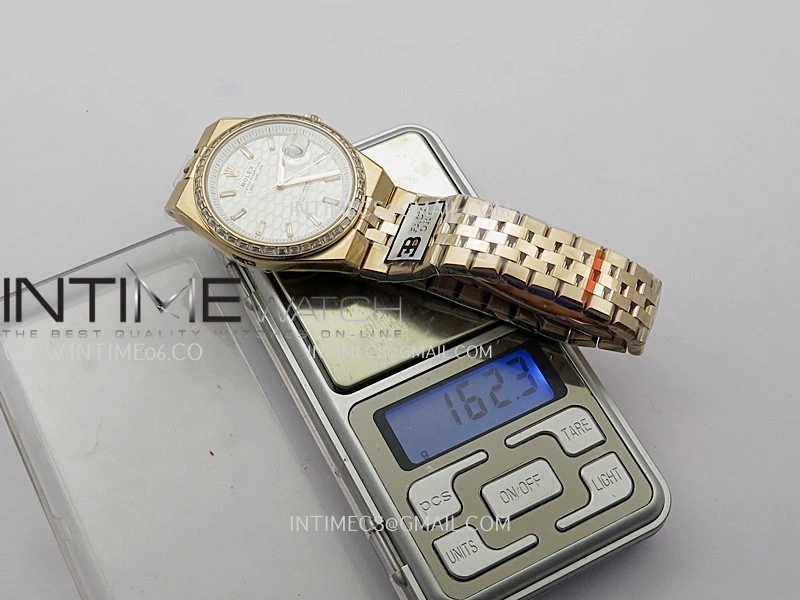 Land Dweller 127385 Diamond Bezel Gain Weight RG B Factory White Dial T Diamond Marker On RG Bracelet A7135