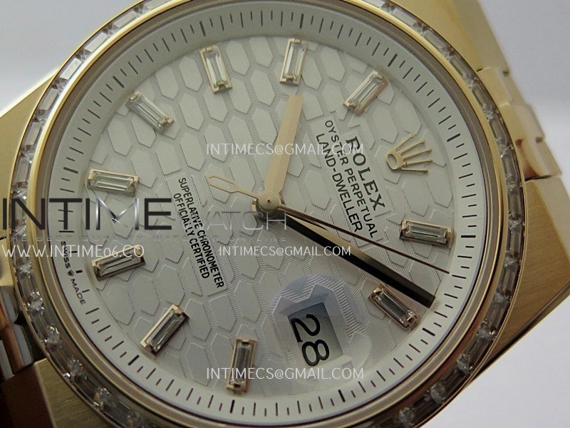 Land Dweller 127285 Diamond Bezel Gain Weight RG B Factory White Dial T Diamond Marker On RG Bracelet A7135