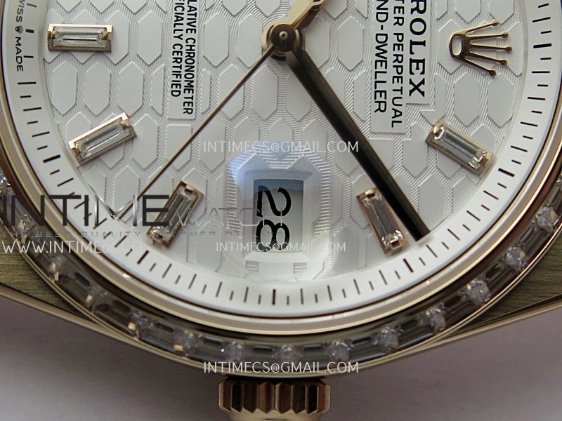 Land Dweller 127285 Diamond Bezel Gain Weight RG B Factory White Dial T Diamond Marker On RG Bracelet A7135