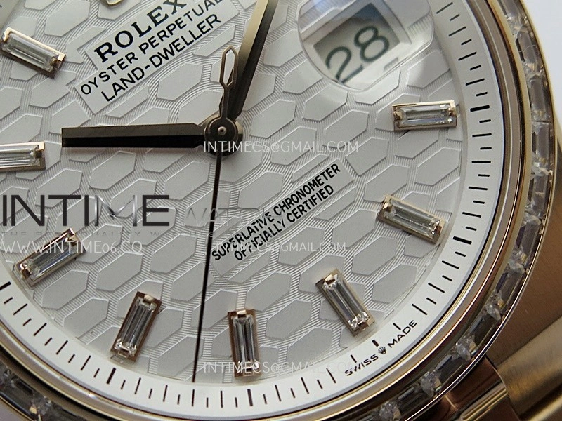 Land Dweller 127285 Diamond Bezel Gain Weight RG B Factory White Dial T Diamond Marker On RG Bracelet A7135