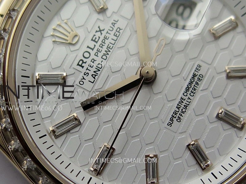 Land Dweller 127285 Diamond Bezel Gain Weight RG B Factory White Dial T Diamond Marker On RG Bracelet A7135