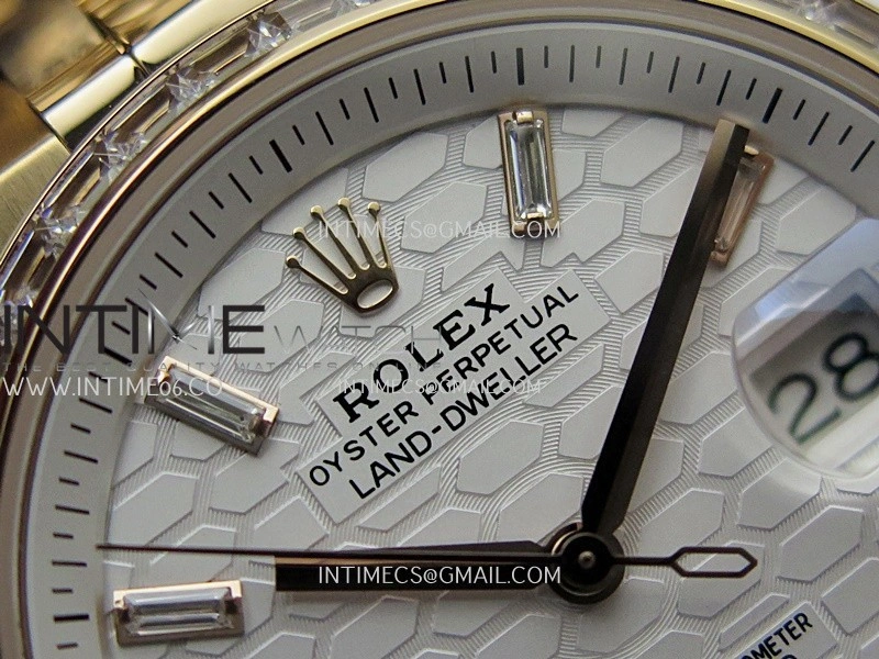Land Dweller 127285 Diamond Bezel Gain Weight RG B Factory White Dial T Diamond Marker On RG Bracelet A7135