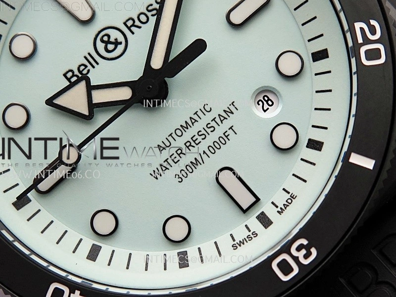 BR 03-92 Diver Black Ceramic Bezel PVD B12 1:1 Best Edition Light Blue Dial on Black Rubber Strap MIYOTA 9015
