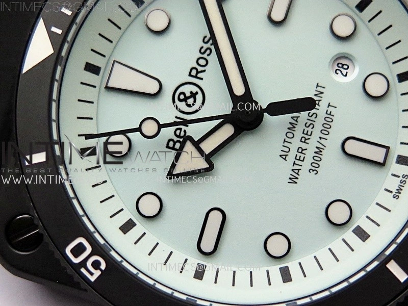 BR 03-92 Diver Black Ceramic Bezel PVD B12 1:1 Best Edition Light Blue Dial on Black Rubber Strap MIYOTA 9015