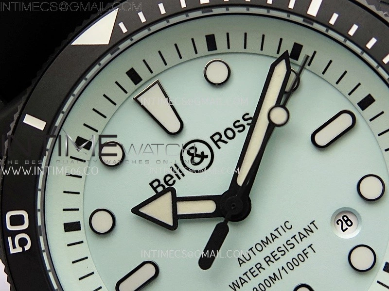 BR 03-92 Diver Black Ceramic Bezel PVD B12 1:1 Best Edition Light Blue Dial on Black Rubber Strap MIYOTA 9015