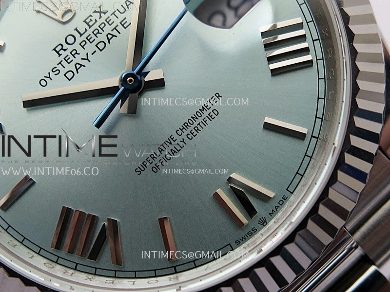 Day Date 228239 40mm 904L SS Bezel QF Gain Weight Ice Blue Dial Roman Markers on SS President Bracelet A2836