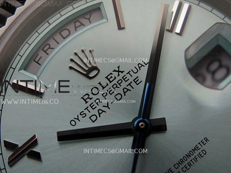 Day Date 228239 40mm 904L SS Bezel QF Gain Weight Ice Blue Dial Roman Markers on SS President Bracelet A2836