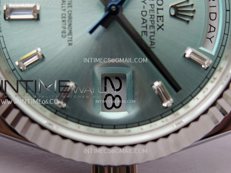 Day Date 228239 40mm 904L SS Bezel QF Gain Weight Ice Blue Dial T Dia Markers on SS President Bracelet A2836