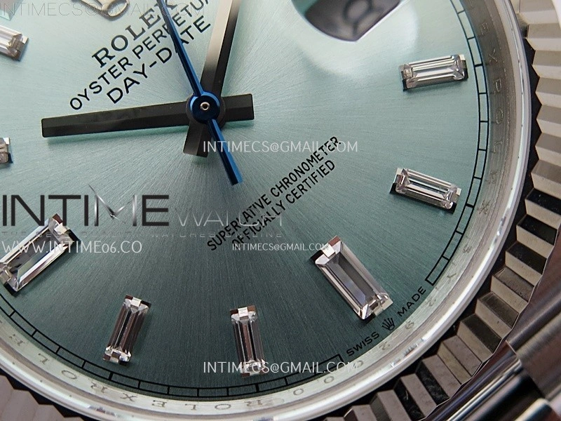 Day Date 228239 40mm 904L SS Bezel QF Gain Weight Ice Blue Dial T Dia Markers on SS President Bracelet A2836