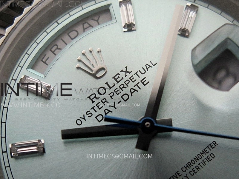 Day Date 228239 40mm 904L SS Bezel QF Gain Weight Ice Blue Dial T Dia Markers on SS President Bracelet A2836