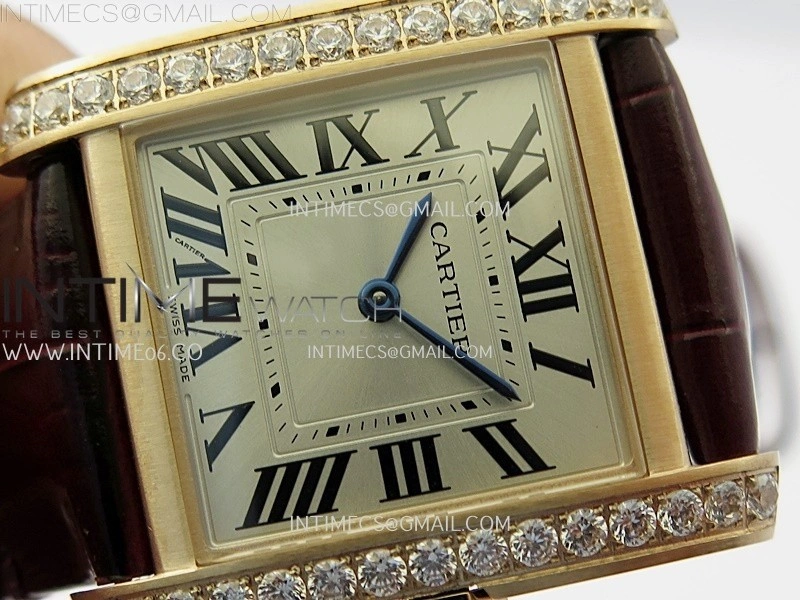Tank Francaise Ladies 27mm Diamond Bezel RG 8848F 1:1 Best Edition Silver Dial on Red Leather Strap Ronda Quartz V2
