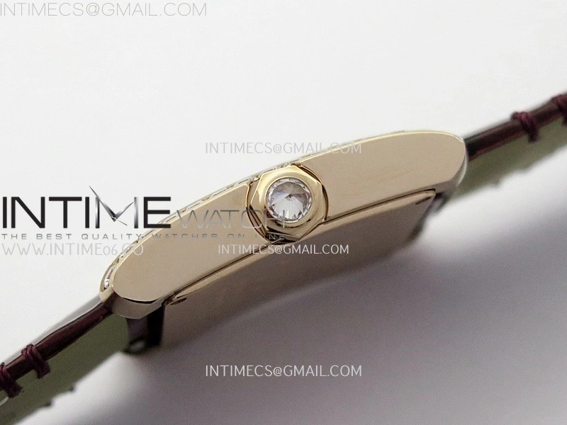Tank Francaise Ladies 27mm Diamond Bezel RG 8848F 1:1 Best Edition Silver Dial on Red Leather Strap Ronda Quartz V2