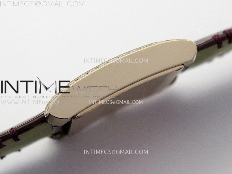 Tank Francaise Ladies 27mm Diamond Bezel RG 8848F 1:1 Best Edition Silver Dial on Red Leather Strap Ronda Quartz V2