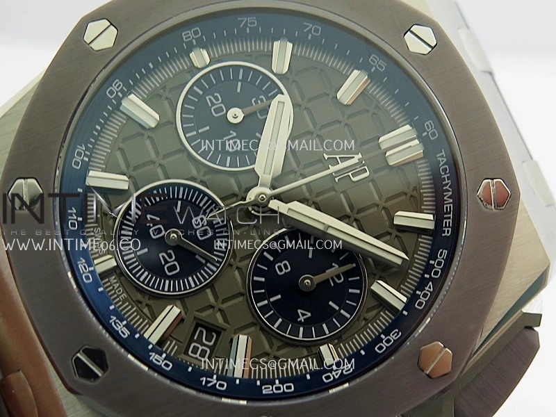 Royal Oak Offshore 43mm 26420 Ceramic Bezel SS APSF 1:1 Best Edition Gray Dial On Gray Rubber Strap SA4401 Super Clone