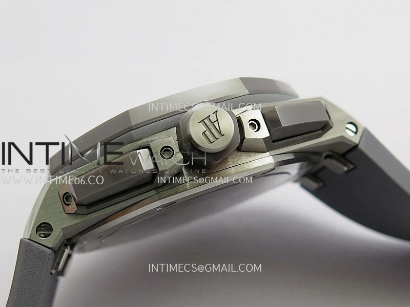 Royal Oak Offshore 43mm 26420 Ceramic Bezel SS APSF 1:1 Best Edition Gray Dial On Gray Rubber Strap SA4401 Super Clone
