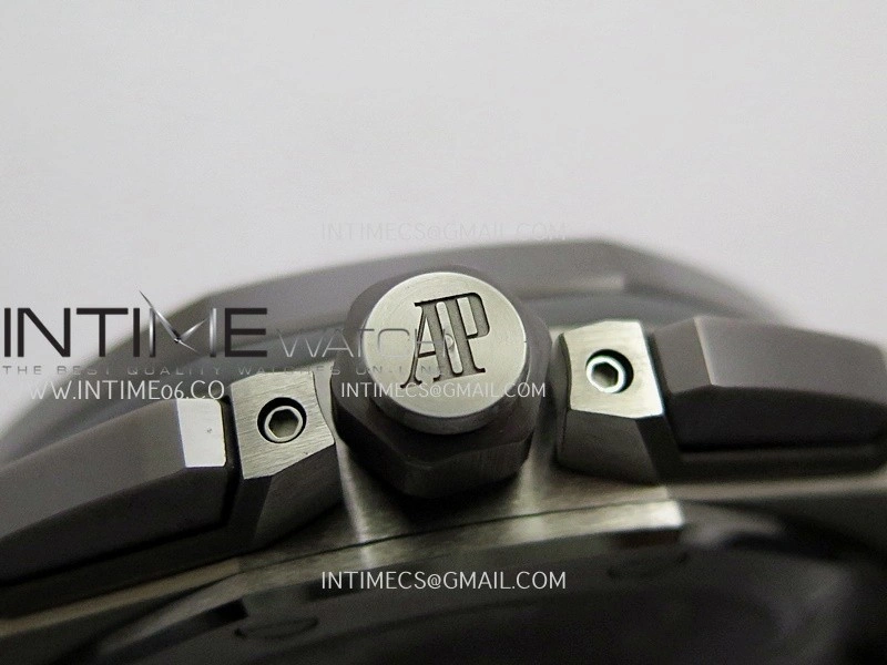 Royal Oak Offshore 43mm 26420 Ceramic Bezel SS APSF 1:1 Best Edition Gray Dial On Gray Rubber Strap SA4401 Super Clone