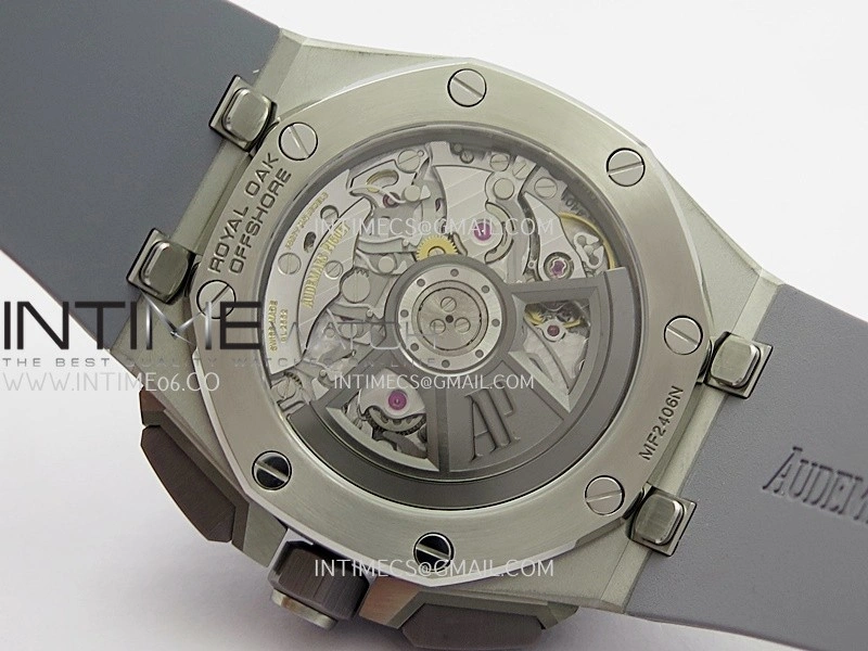 Royal Oak Offshore 43mm 26420 Ceramic Bezel SS APSF 1:1 Best Edition Gray Dial On Gray Rubber Strap SA4401 Super Clone
