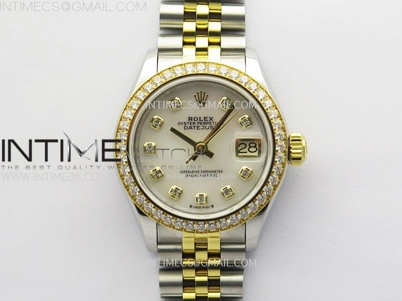 Datejust 28mm 279173 Crystals Bezel SS YG APSF Best Edition MOP Dial Crystals Markers on Jubilee Bracelet NH05