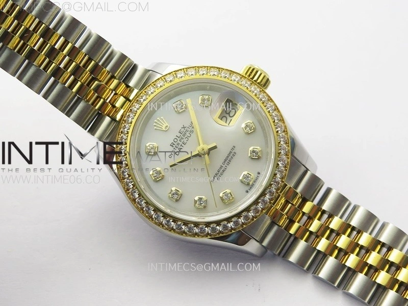 Datejust 28mm 279173 Crystals Bezel SS YG APSF Best Edition MOP Dial Crystals Markers on Jubilee Bracelet NH05