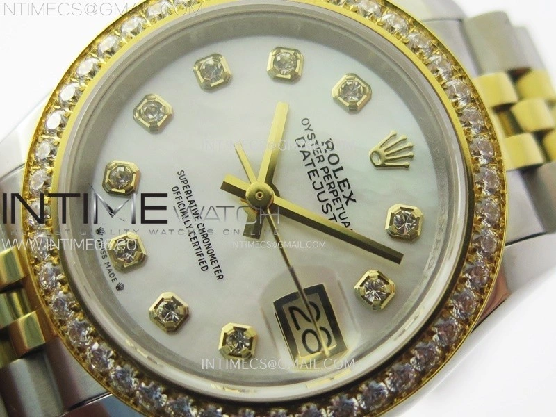 Datejust 28mm 279173 Crystals Bezel SS YG APSF Best Edition MOP Dial Crystals Markers on Jubilee Bracelet NH05