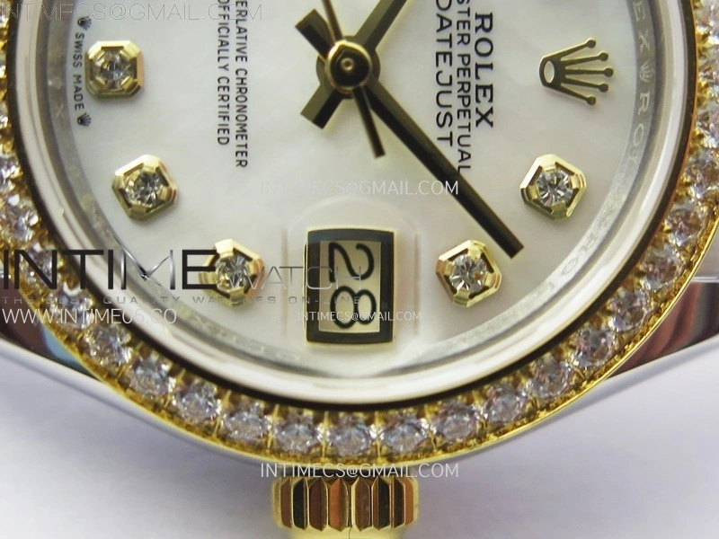 Datejust 28mm 279173 Crystals Bezel SS YG APSF Best Edition MOP Dial Crystals Markers on Jubilee Bracelet NH05