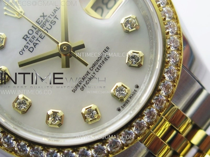 Datejust 28mm 279173 Crystals Bezel SS YG APSF Best Edition MOP Dial Crystals Markers on Jubilee Bracelet NH05