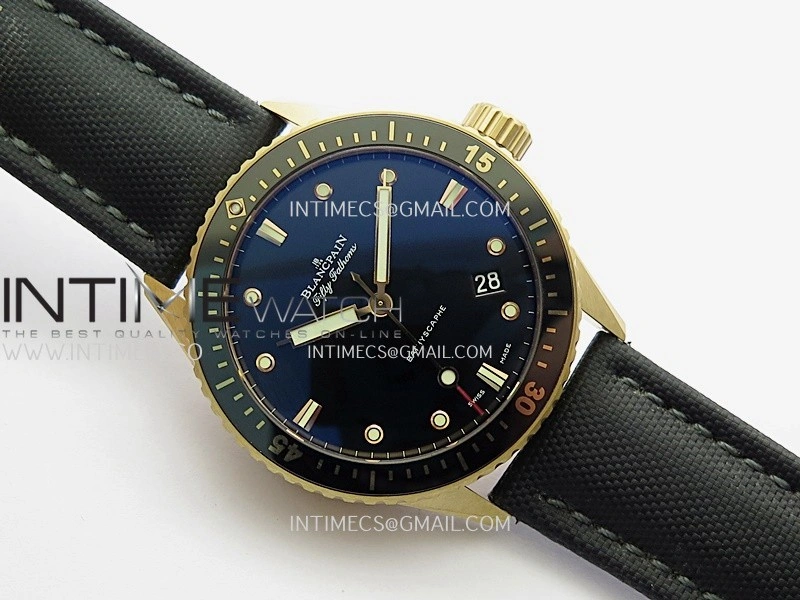 Fifty Fathoms Bathyscape Black Ceramic Bezel RG GF 1:1 Best Edition Black Dial On Black Nylon Strap A1315