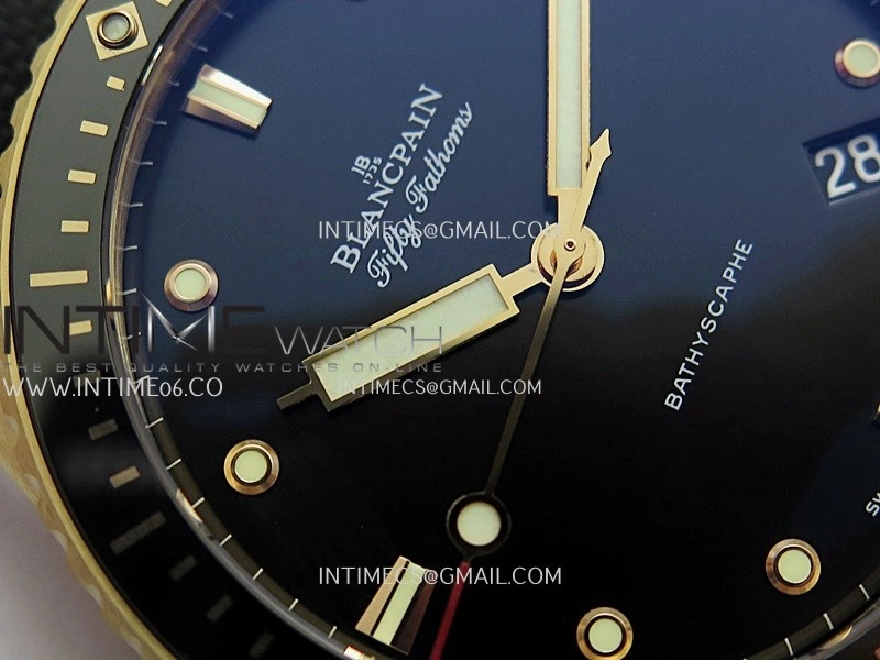 Fifty Fathoms Bathyscape Black Ceramic Bezel RG GF 1:1 Best Edition Black Dial On Black Nylon Strap A1315