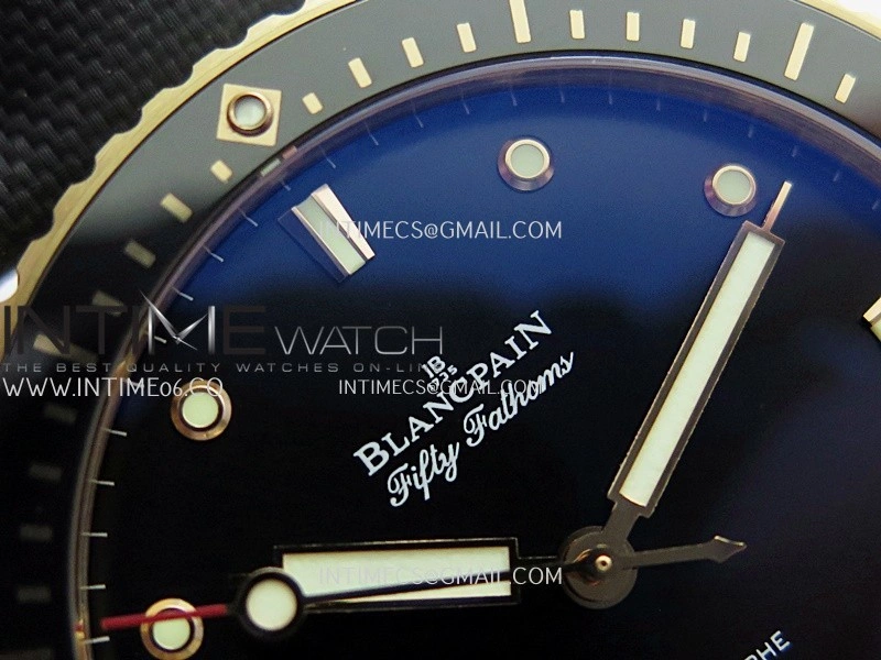 Fifty Fathoms Bathyscape Black Ceramic Bezel RG GF 1:1 Best Edition Black Dial On Black Nylon Strap A1315