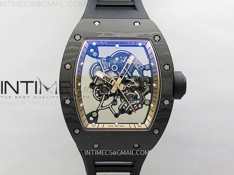 RM055 RG Inner Bezel Black Crown NTPT NTPT ZF 1:1 Best Edition on Black Rubber Strap RMUL2 Super Clone
