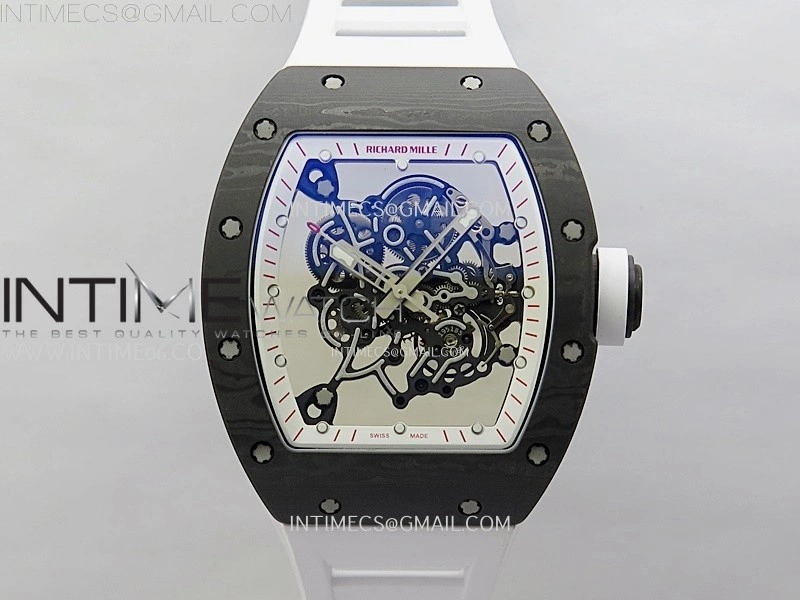 RM055 White Inner Bezel Black Crown NTPT NTPT ZF 1:1 Best Edition on White Rubber Strap RMUL2 Super Clone