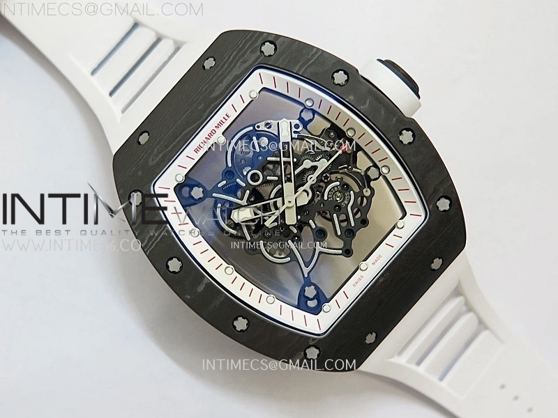 RM055 White Inner Bezel Black Crown NTPT NTPT ZF 1:1 Best Edition on White Rubber Strap RMUL2 Super Clone