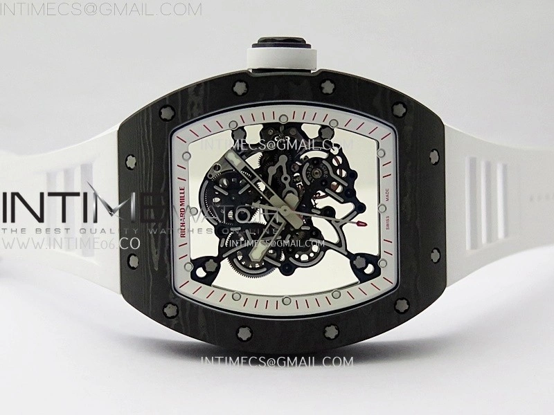 RM055 White Inner Bezel Black Crown NTPT NTPT ZF 1:1 Best Edition on White Rubber Strap RMUL2 Super Clone